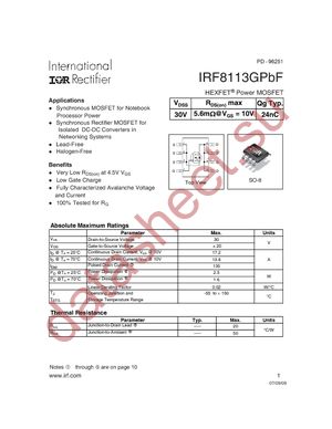 IRF8113GPBF datasheet  